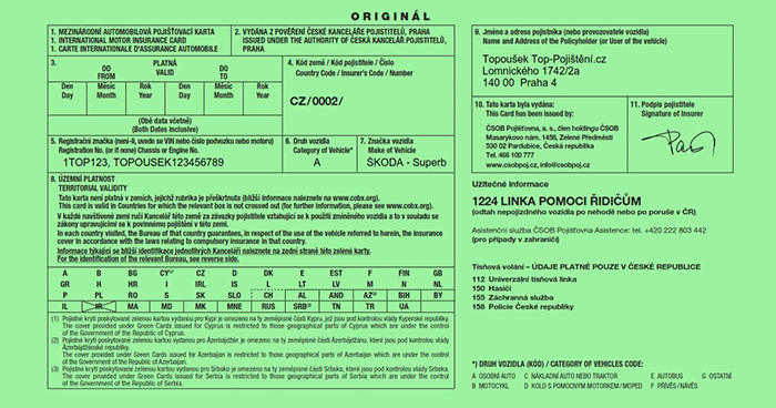 zelen karta v aut